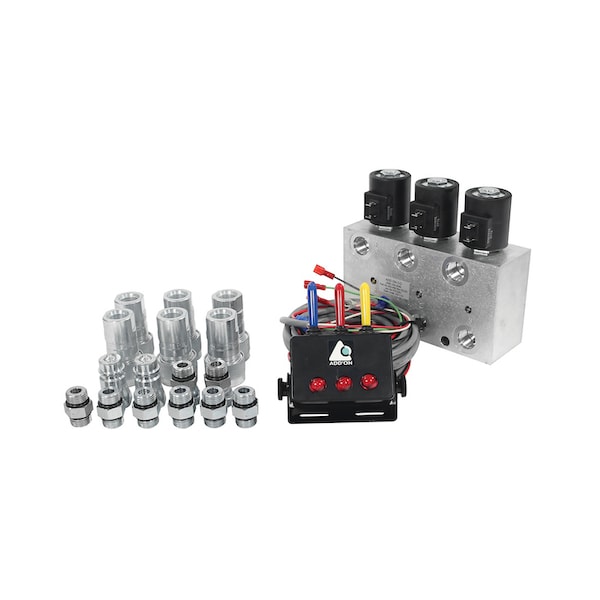 Hyd. Multiplier, 3 Circuit w/ Swithbox / Couplers, 12VDC 13" x10" x3"